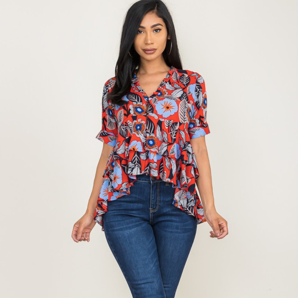 Floral Print Buttoned top